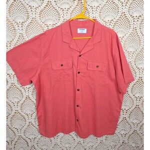 MENS Coral Pink Salmon Old Navy Button-up Shirt Camp Collared Linen Blend XXL